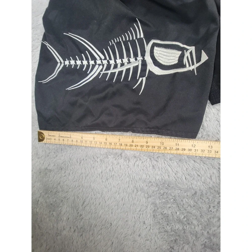 Tormenter Board Shorts Men Size 36 Black Fish Logo Surf Swim Trunks Cargo Pocket